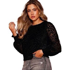 Black Animal Print Blouse